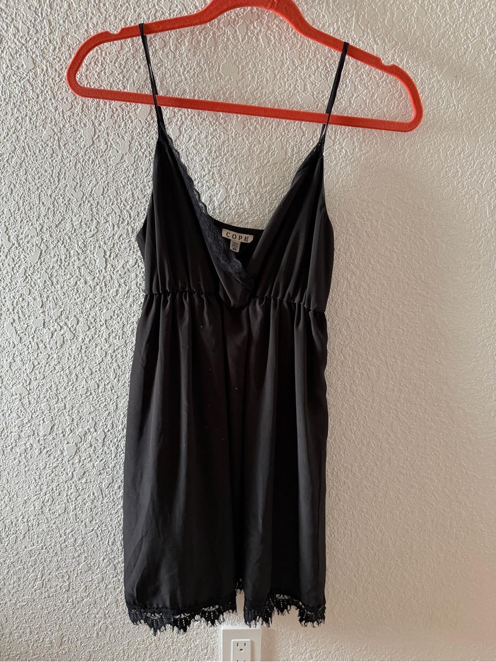 Urban Outfitters Black Lace-Trim Mini Slip Dress
